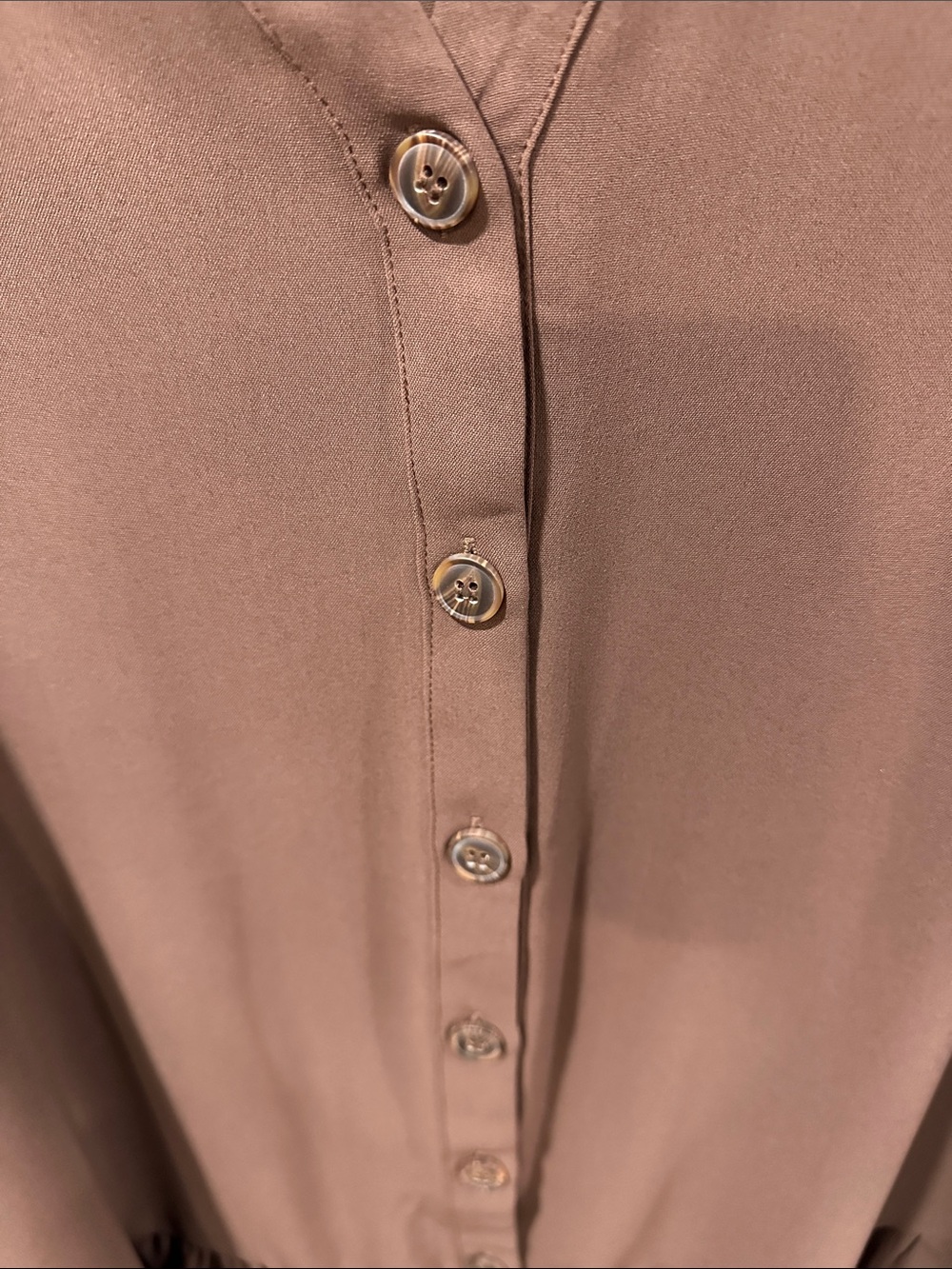Brown Button-Front Ruffle-Hem Dress - Picture 3 of 3